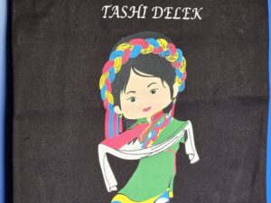 Tibetan womain Greeting with scarf - Black