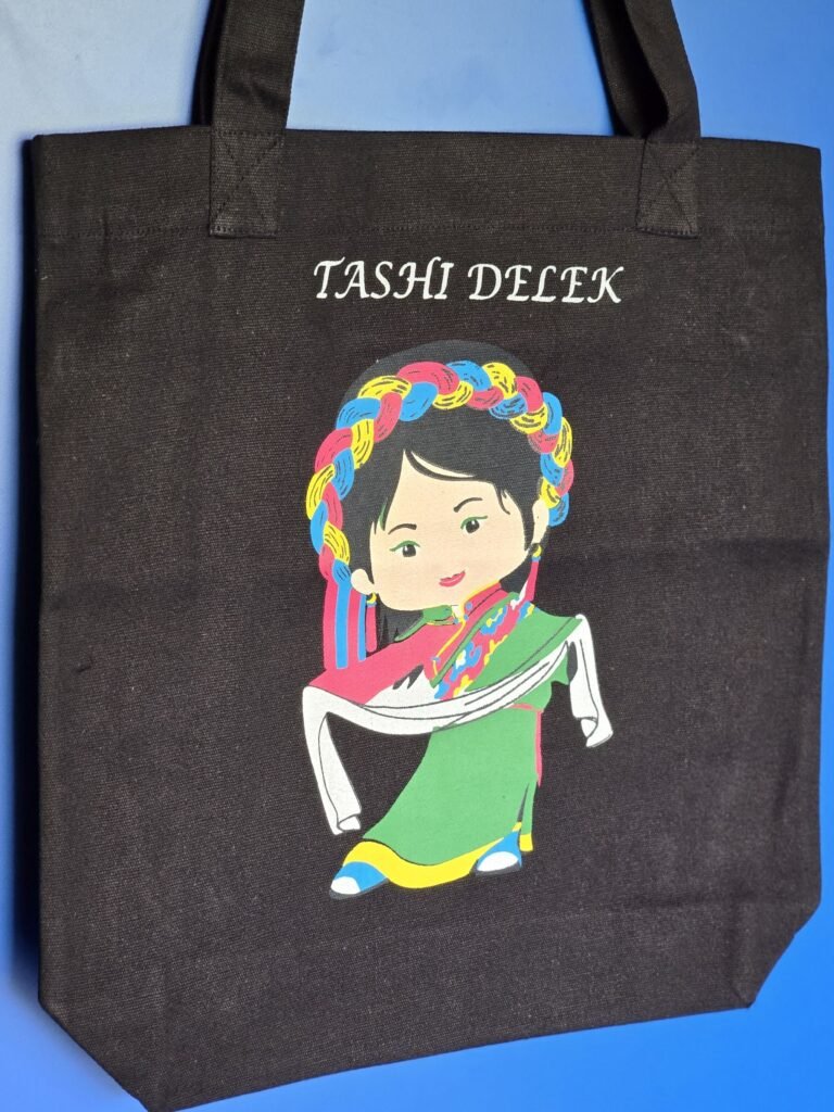 Tibetan womain Greeting with scarf - Black