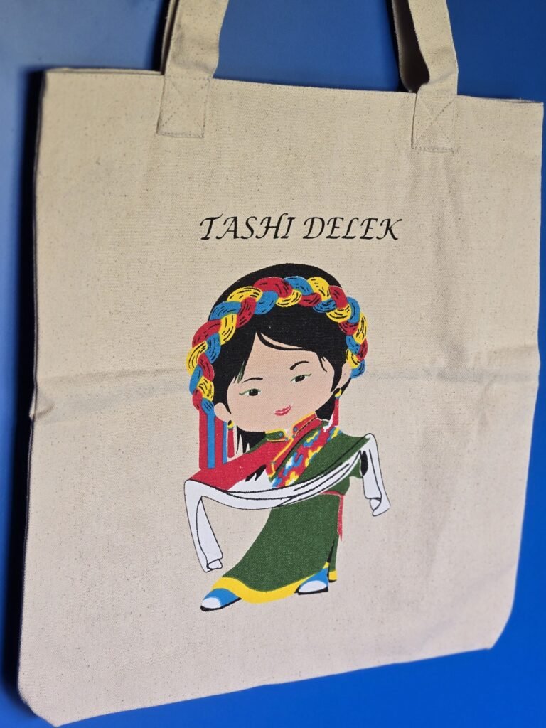 Tibetan womain Greeting with scarf - White